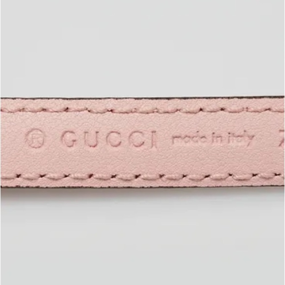 Gucci Marmont Pink patent Leather Skinny Belt with Gold Double G Buckle - Picture 3 of 3